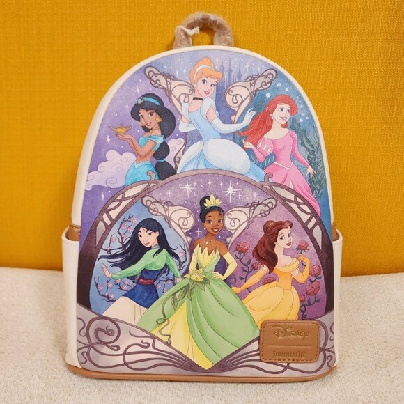 Loungefly Disney Princess Tiana Belle Mulan Ariel Jasmine Mini Backpack NEW - Picture 1 of 10